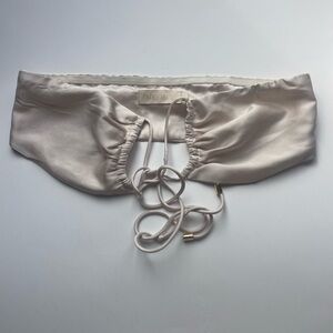 Meshki Cream Satin Tie-Front Top Ruched Bandeau Champagne